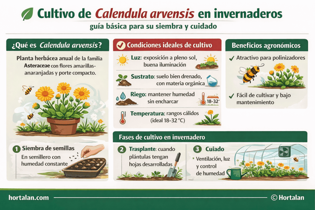 Cultivo de Calendula Arvensis en Invernaderos
